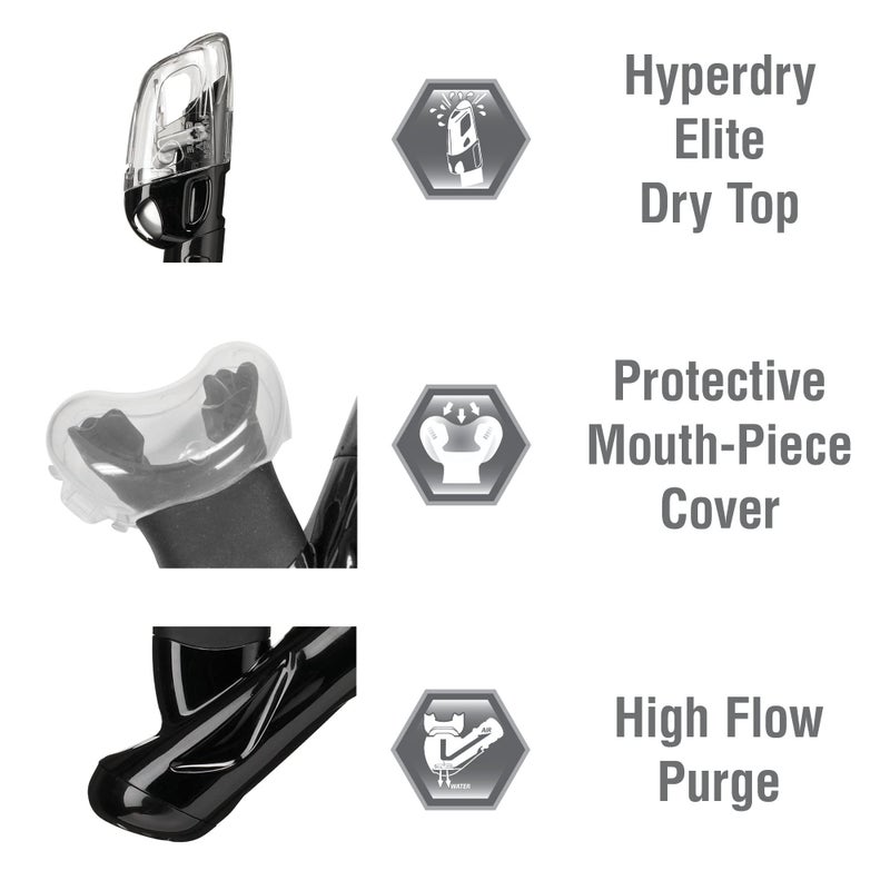 TUSA Sport Adult Powerview Mask and Dry Snorkel Combo, Black/Black Mirrored Lens (w/Reusable Bag) (UC-2425PMQB-BKB) - Image 5